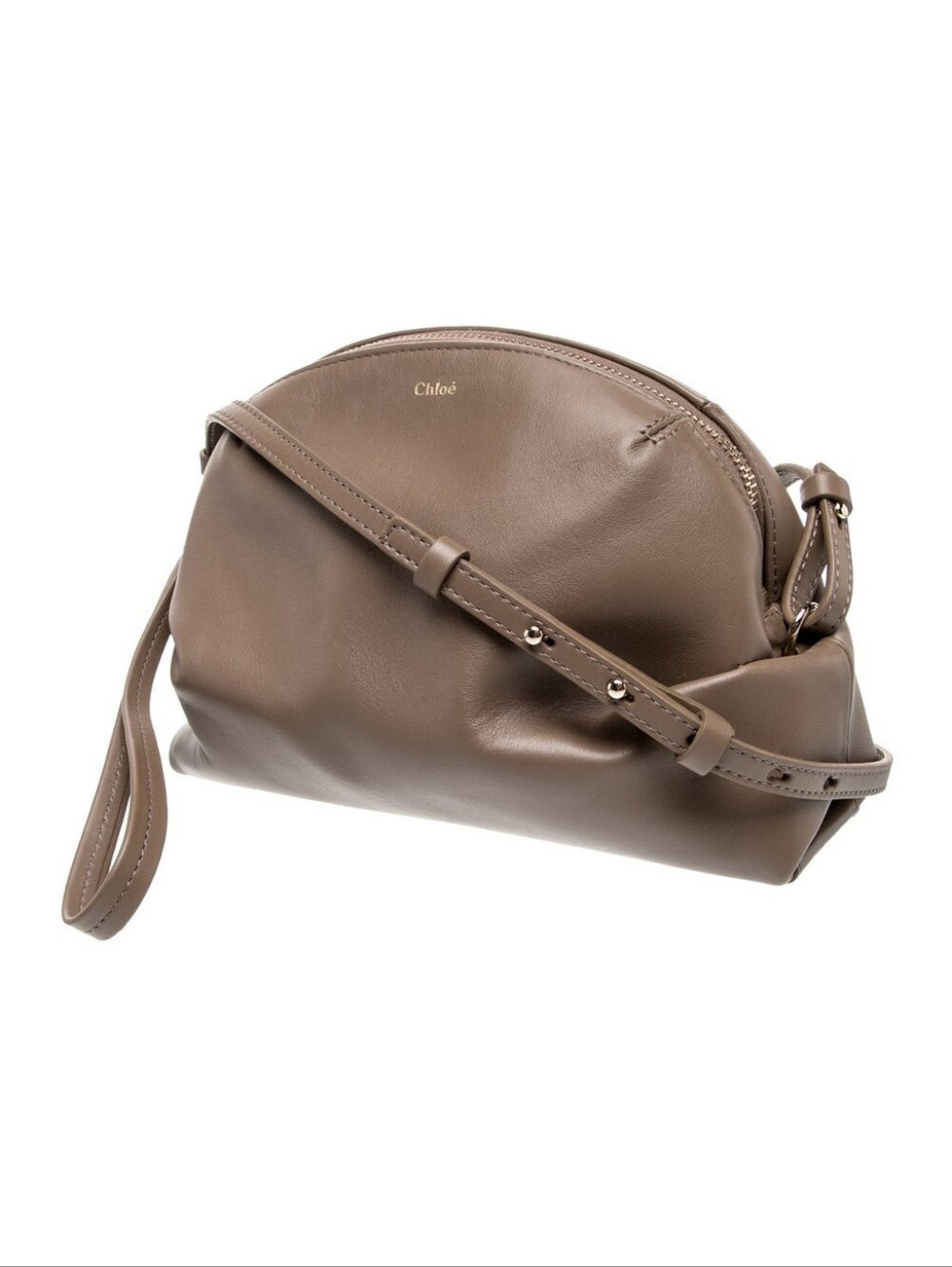 CHLOE JUDY MINI SLOUCHY LEATHER CROSSBODY BAG IN TAUPE